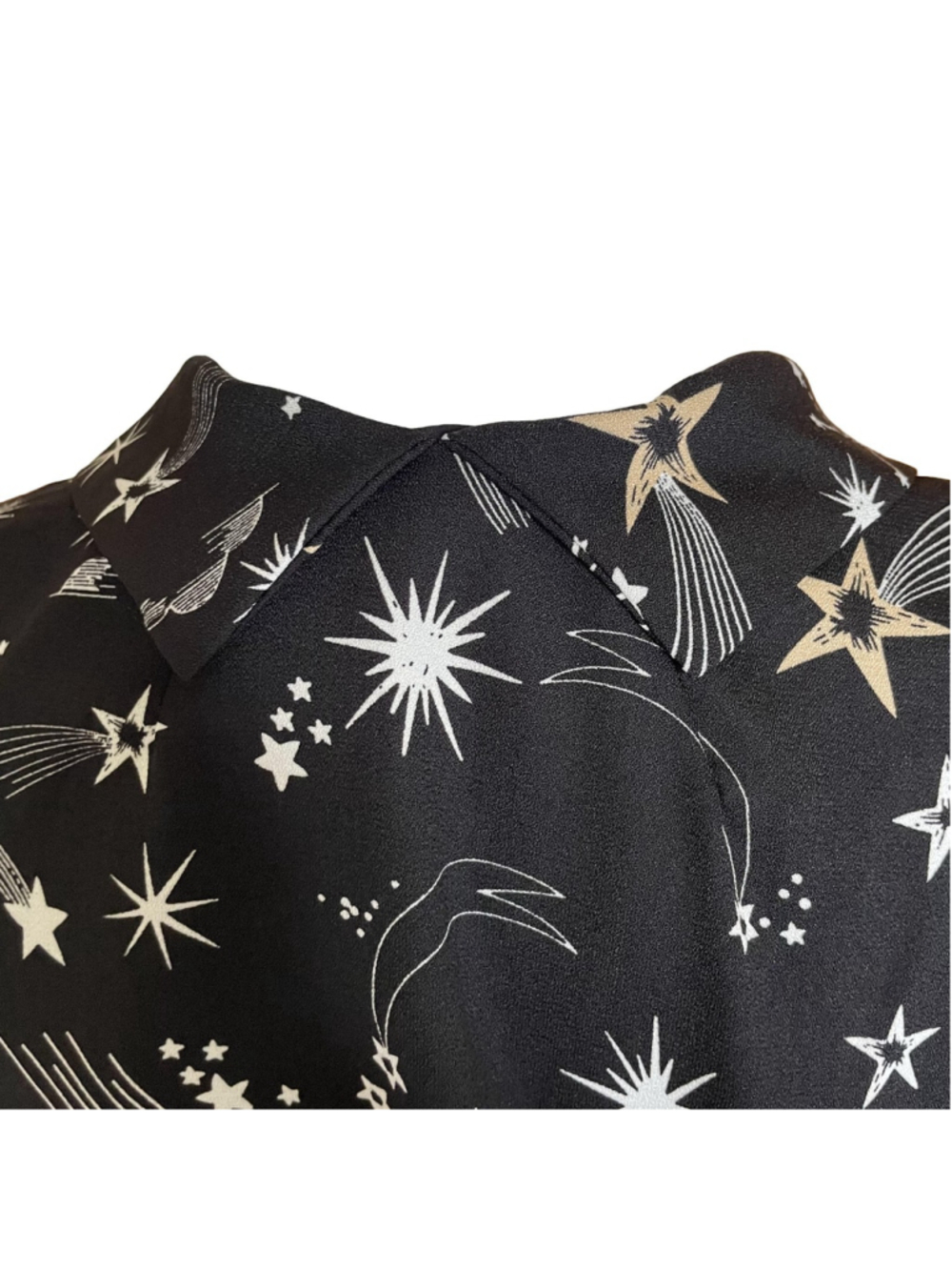 Joanie Babs Black Celestial Moon Star V Neck Midi Dress Size 14 - Picture 8 of 15